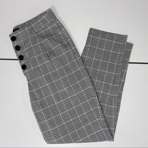 ZARA KHAKIS GREY PLAID BUTTON UP DRESS PANTS